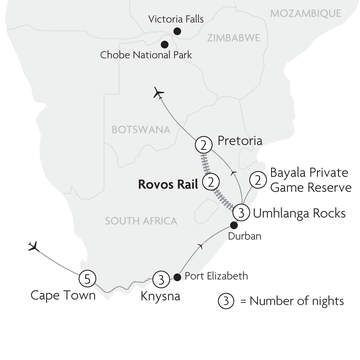 Spectacular South Africa including Rovos Rail Map