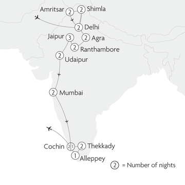Grand Tour of India Map