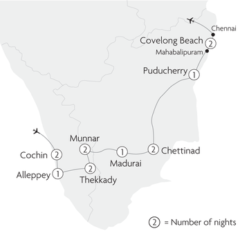 Highlights of Southern India Map