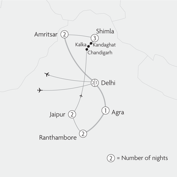 Spirit of India by Rail Map