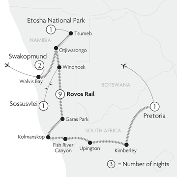 Namibian Rail Safari Map