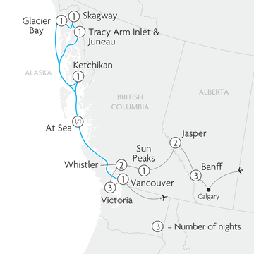 Spectacular Canadian Rockies & Alaskan Cruise Map