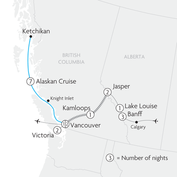 Grand Canadian Rockies & Alaskan Cruise Map
