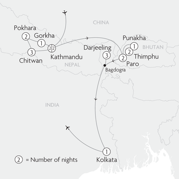 A Journey Through the Himalayas Map