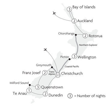 New Zealand by Rail, Road and Sea Map