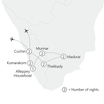 Splendours of Kerala Map