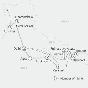 Wonders of India & Nepal Map